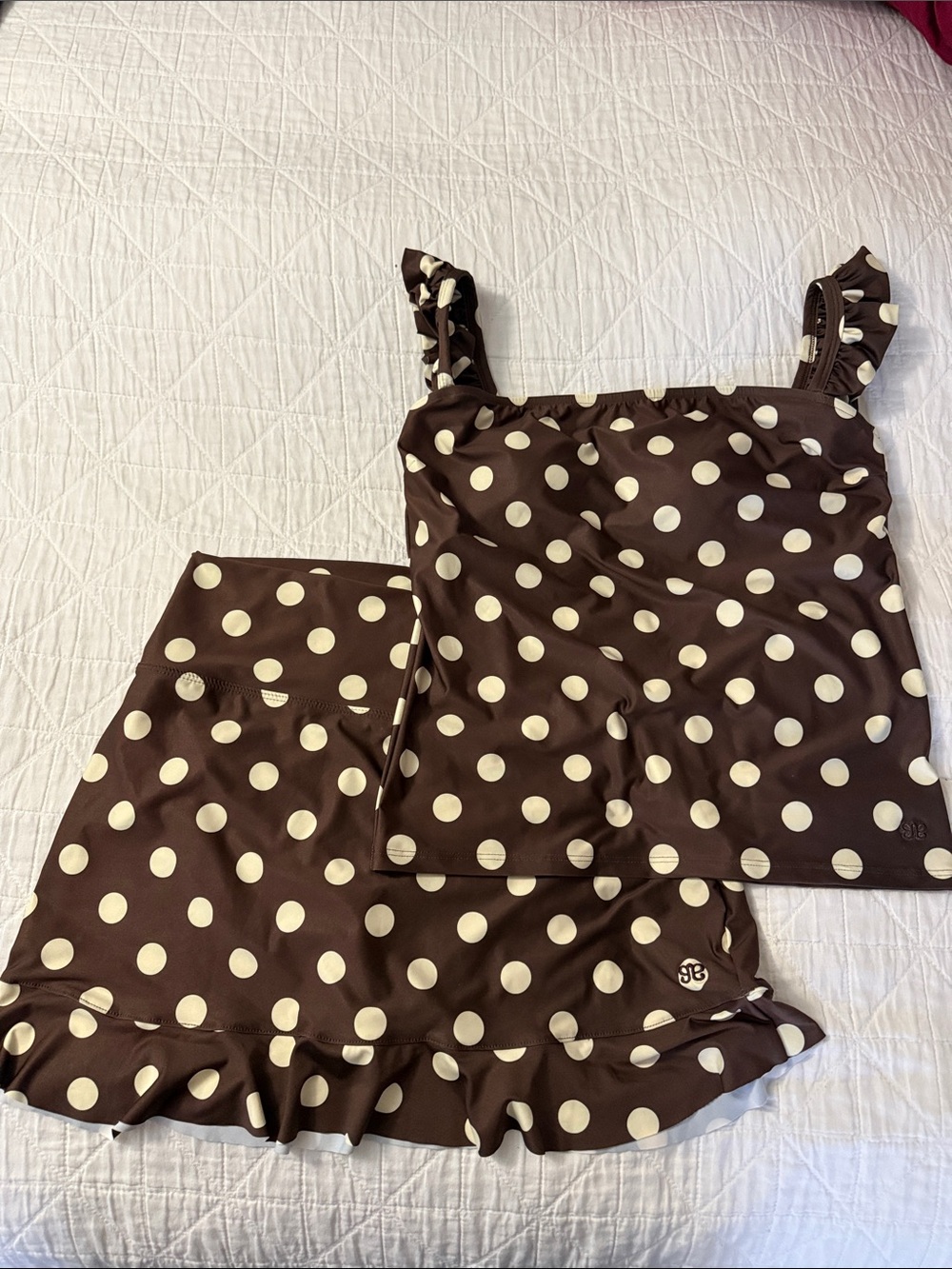 Albion Brown and Cream Polka Dot Skort Set